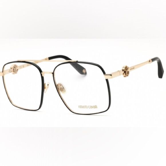 Roberto Cavalli 028 Black and Gold Square Eyeglasses - Picture 2 of 2